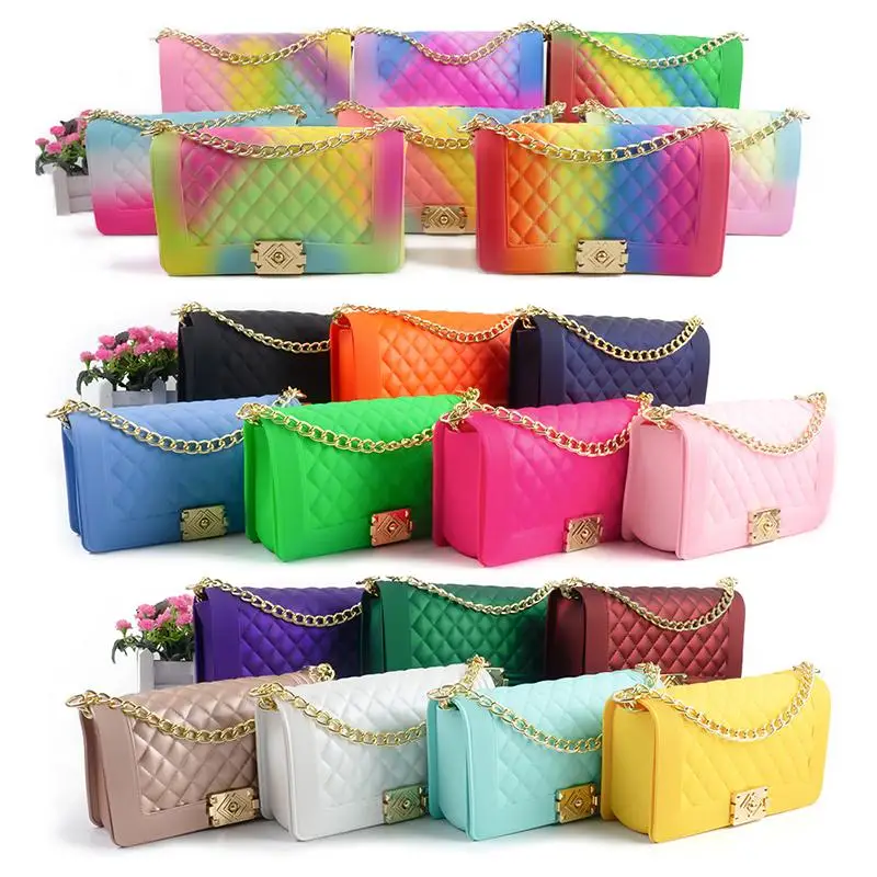 
Wholesale women bag handbags 2021 silicone/PVC shoulder handbag jelly bag luxury ladies woman hand bag outdoor candy jelly purse 