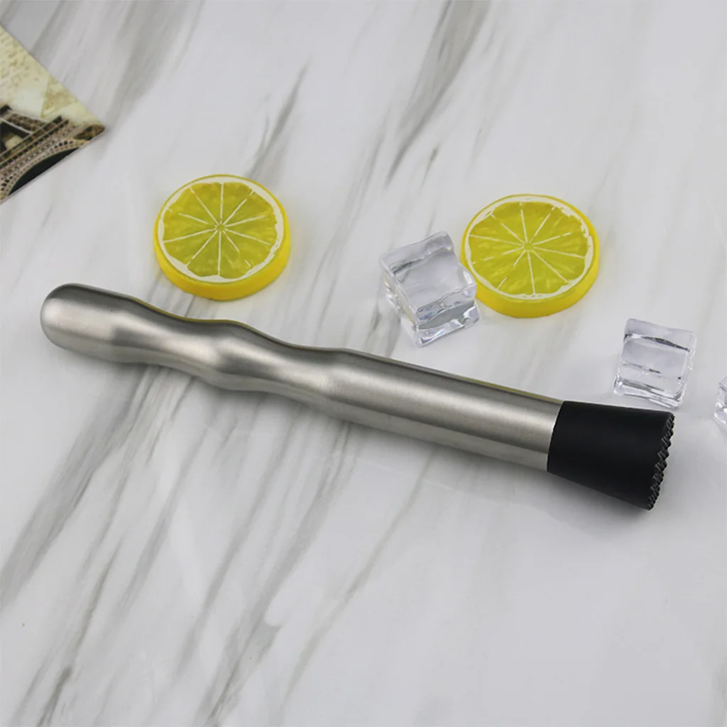 Hot Sale Amazon barware tools  Fruit Juice Hand grip long stainless steel ice cocktail muddler, custom muddler cocktail