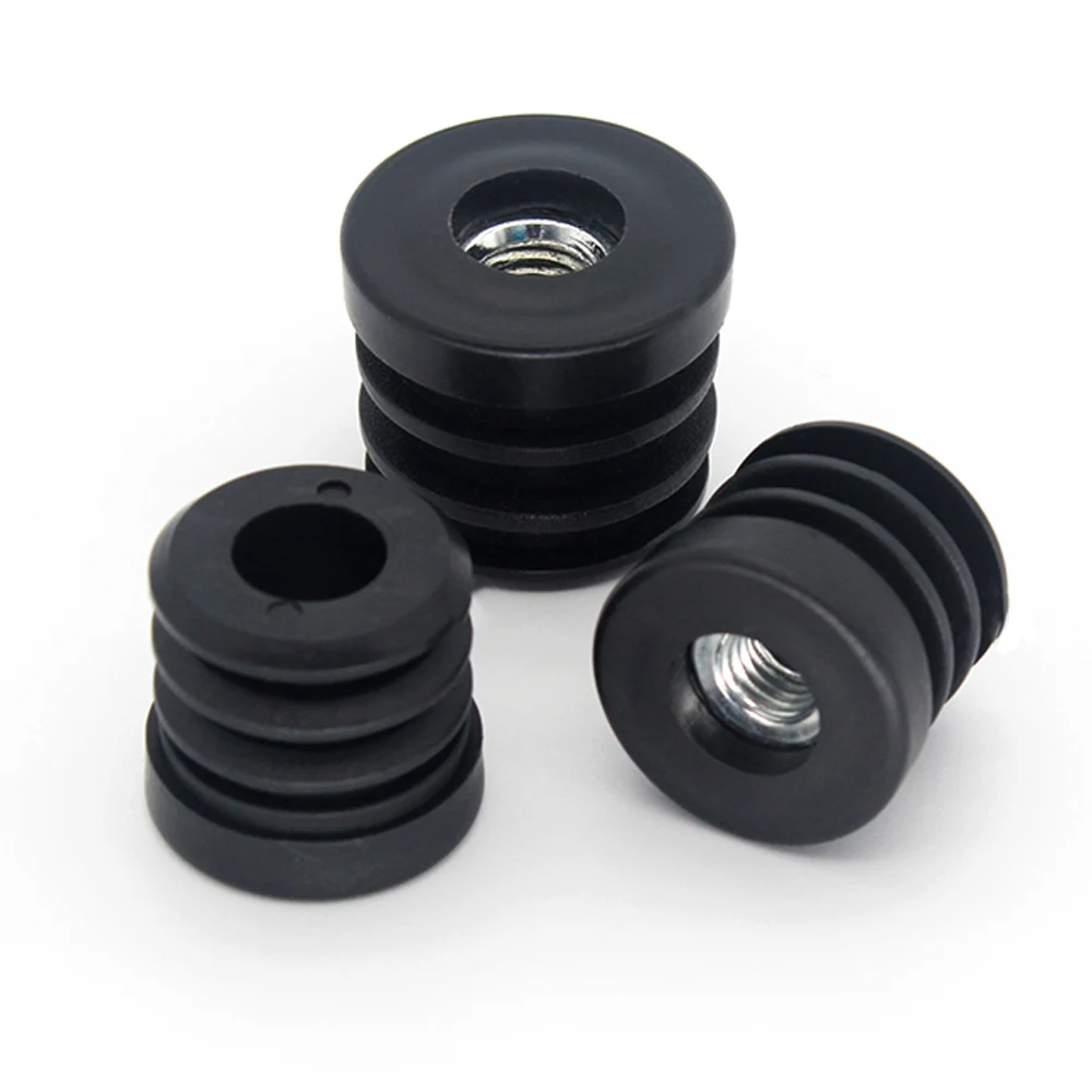 Furniture Chair Desk PVC Plastic White Pipe end cap Screw Nut Tube Plug Caster Wheel Thread Tube insert Adjustable leveling feet