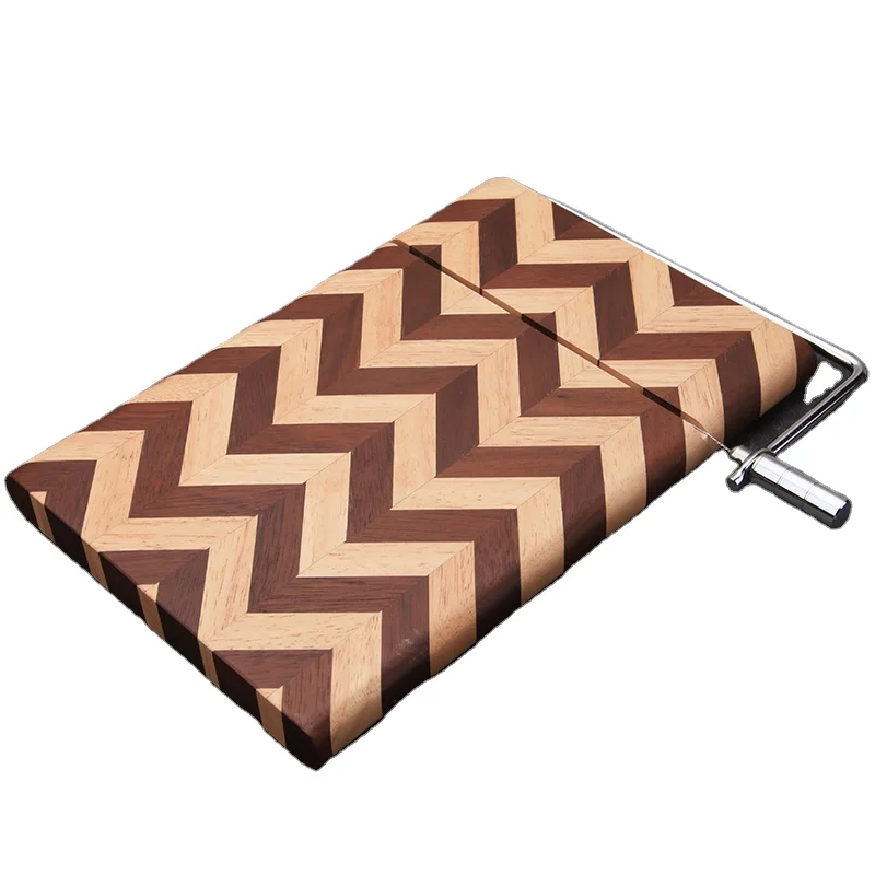 Wholesale Kitchen Accessories Eco-friendly Wood Cheese Cutting Board with Wire Slicer Wood Cheese Butter Slicer