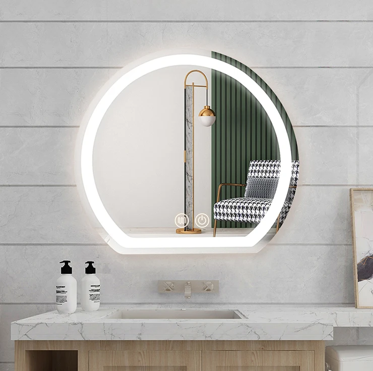 wholesale custom smart anti fog bathroom bluetooth music speaker circle mirrors with led light and bluetooth for bath