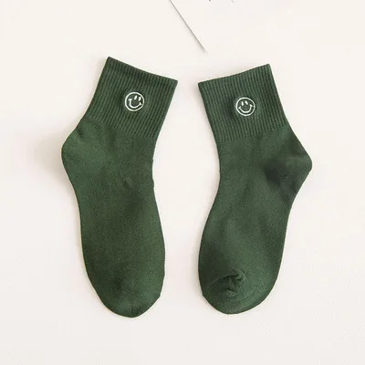 High Quality Cotton Breathable Women Socks With Smile Embroidery