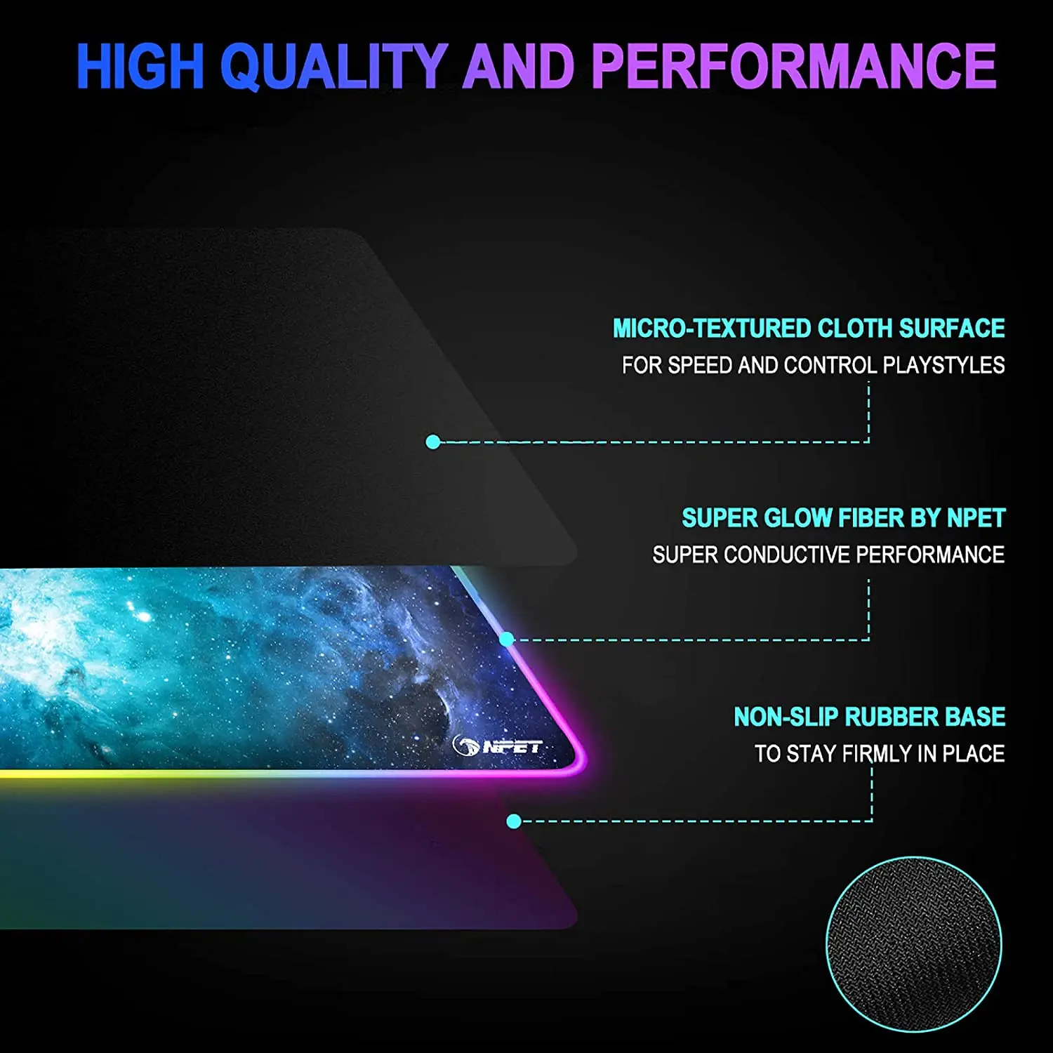 High Quality Large Size Computer Keyboard Anti-slip RGB Lighting Gaming Mouse Pad