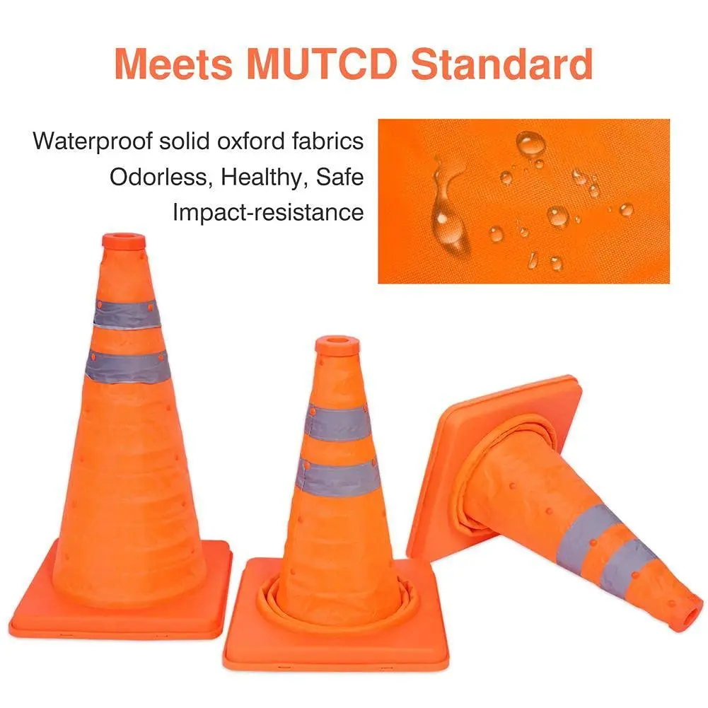 Collapsible Traffic Cones PVC Safety Road Parking Fluorescent Orange Pop up Emergency Reflective
