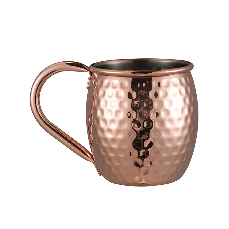 New Design Moscow Mule Mug Copper Coating Wine Cup Glass Stainless Steel Beer Cocktail Mug
