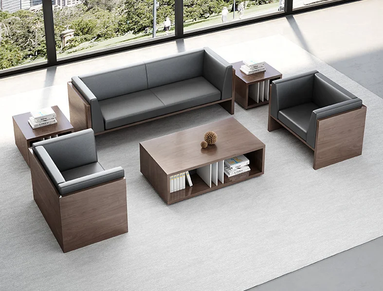 (SZ-SF8035) Luxury Black Leather office Sofa Set Designs  Executive Office Sofa design