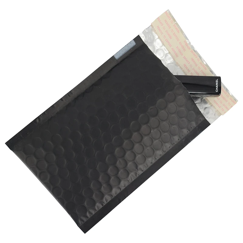8.5 X 11 Inches Black Poly Bubble Mailer with White Logo Printed