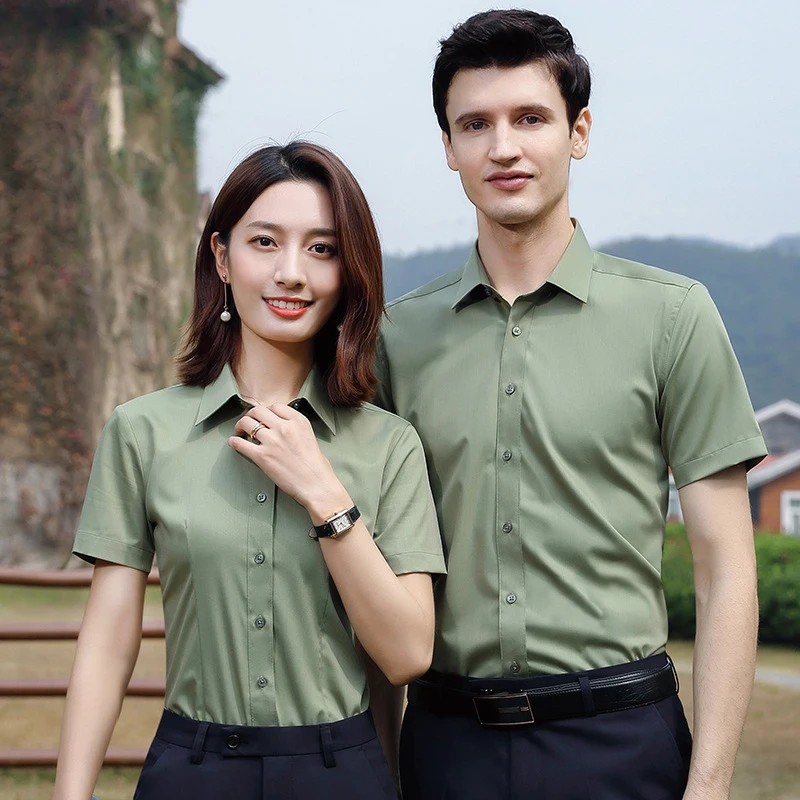 Wholesale China Factory Summer Short Sleeve Workwear Uniform Shirts Unisex Men Shirts