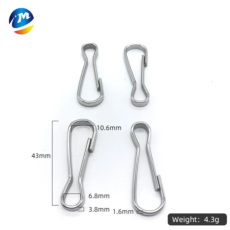 metal spring hooks 43mm stainless steel purse pulis snap clip for lanyard zipper pull id card