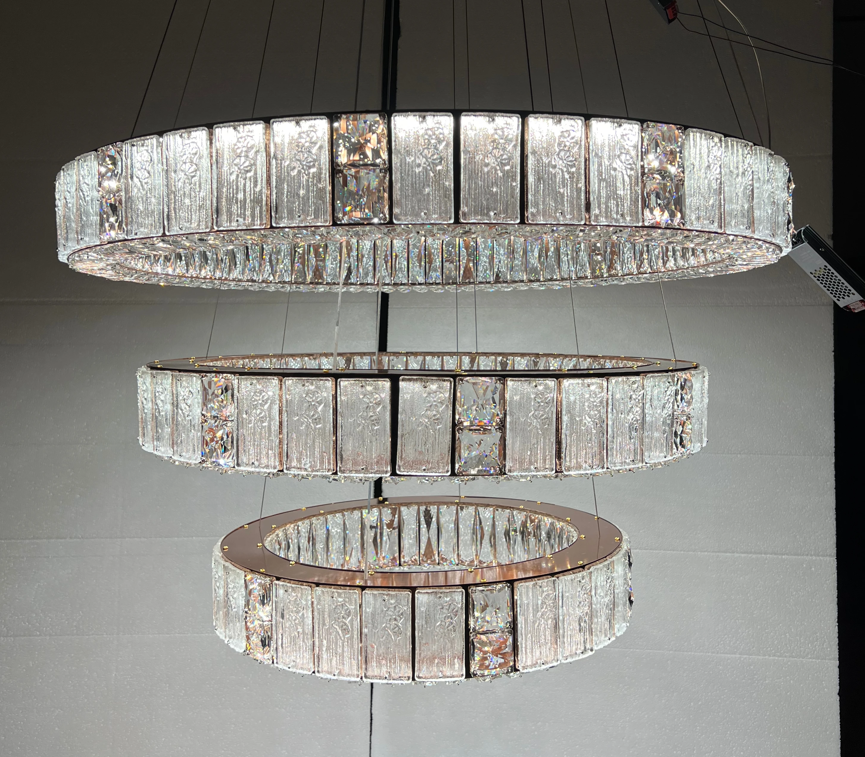 Нержавеющая сталь высокий потолок розовое золото люстра Хрустальная роскошная хрустальная стеклянная