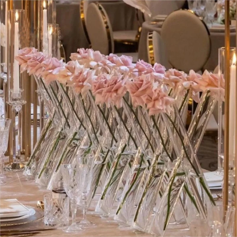HY Wholesale Banquet Events Modern Glass Cylinder Flower Vase Centerpiece for Wedding Table