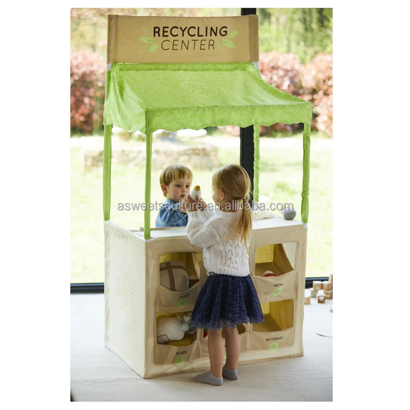 Asweets Indoor Kinder garten Kids Role Play Tent  ATM Burger Lemonade 3 In 1 Pretend Play Stand