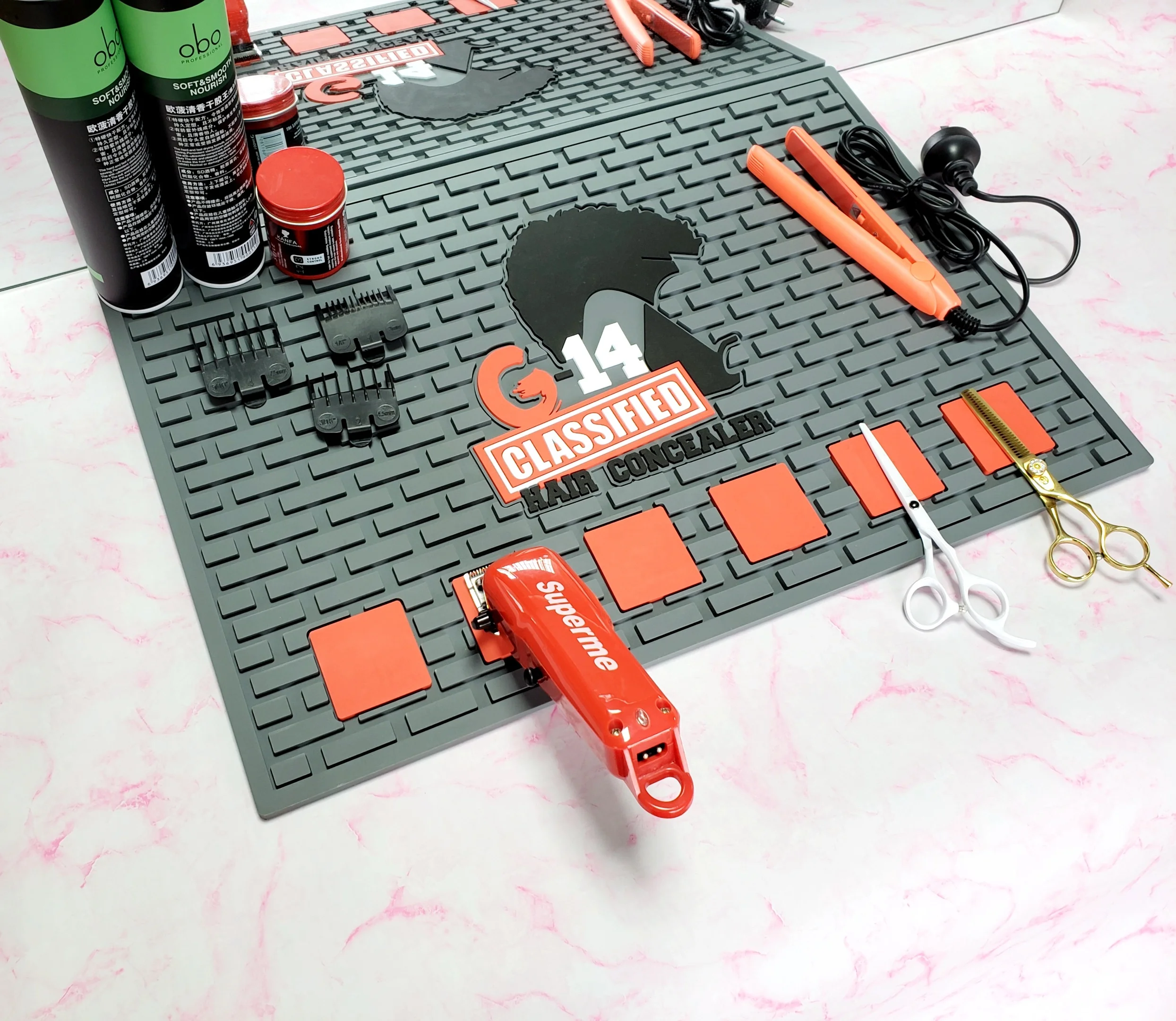 Heat Resistant Anti-slip Waterproof 3d Barber Magnetic Mat for