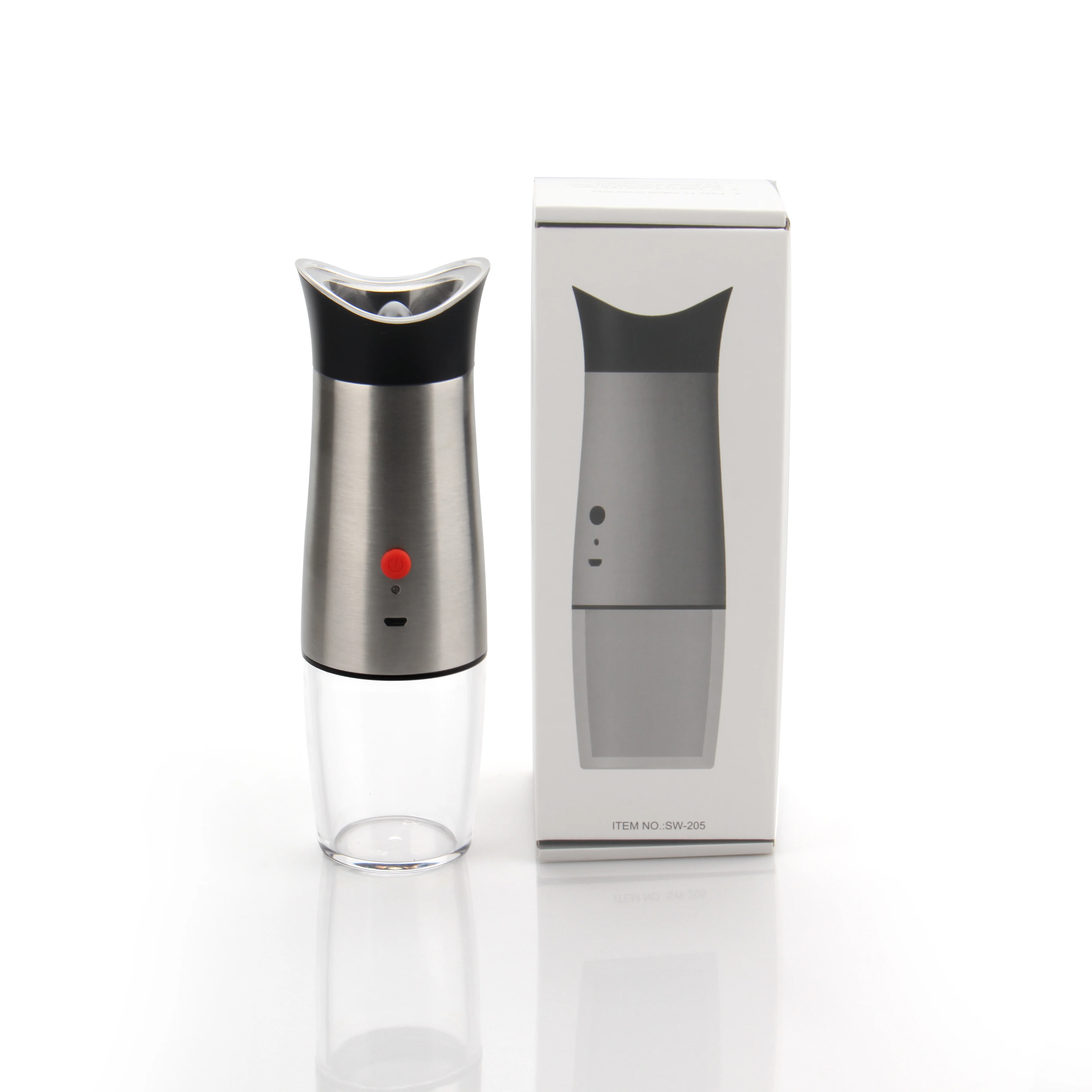 Stainless steel Rechargeable USB Gravity automatic Electric spice himalayan salt and Pepper Grinder set