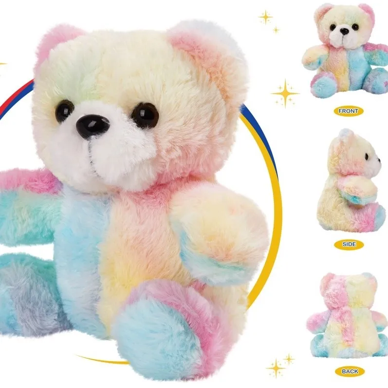 Stuffed Rainbow Glowing LED Night Light Bear Plush Teddy Bear With Lights Toys Fancy Presents For Children Party Gifts