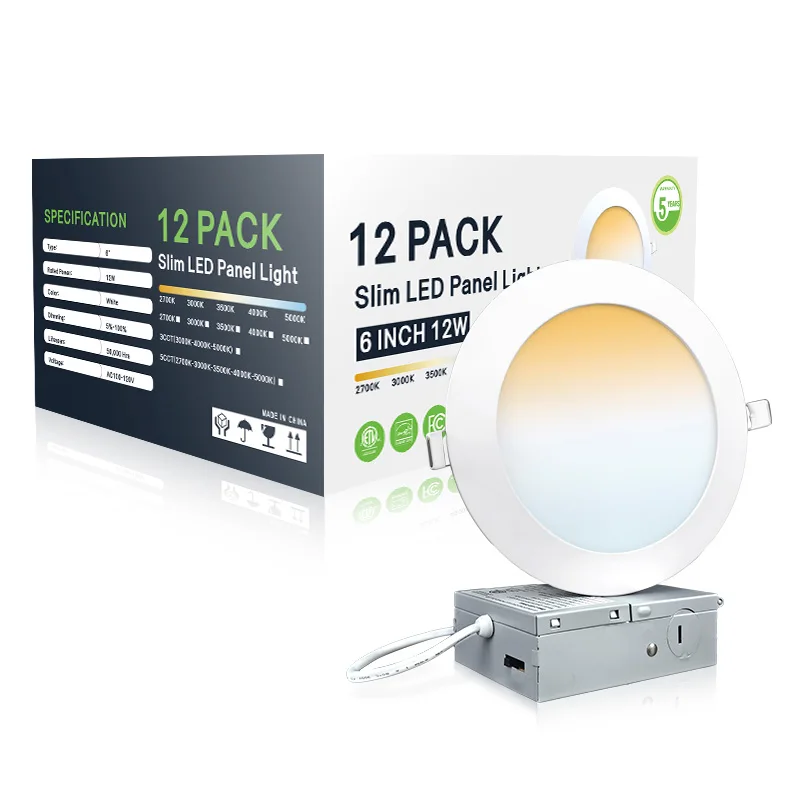 Внутреннее американское освещение, 4 дюйма, 6 дюймов, Круглые панельные потолочные светильники, светодиодный потолочный светильник, тонкий потолочный светильник