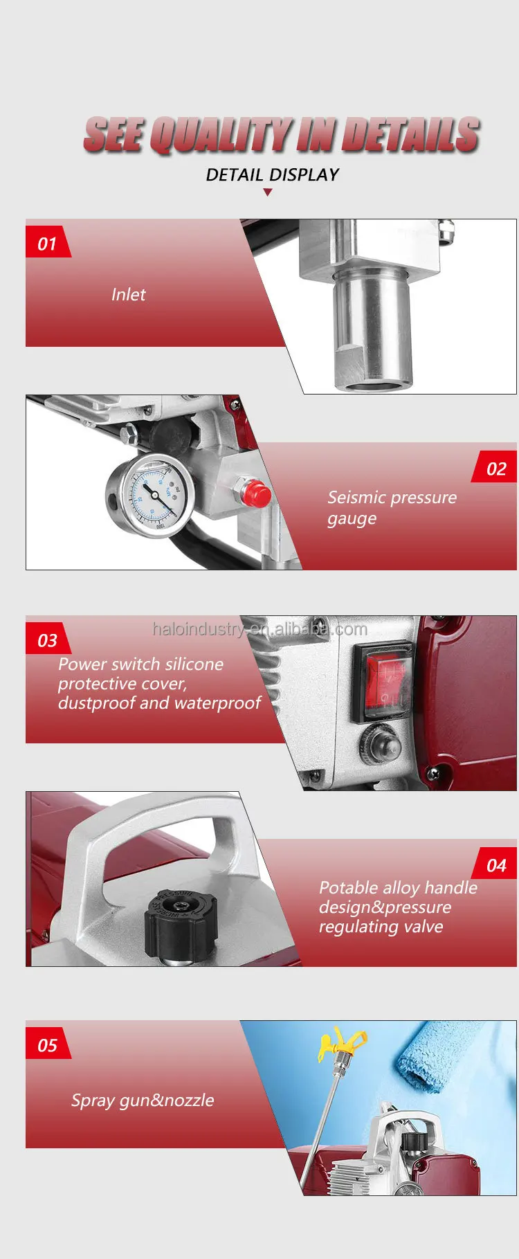 High pressure airless non gasoline spray painting sprayer steel tile latex paint wall car paint spraying machine