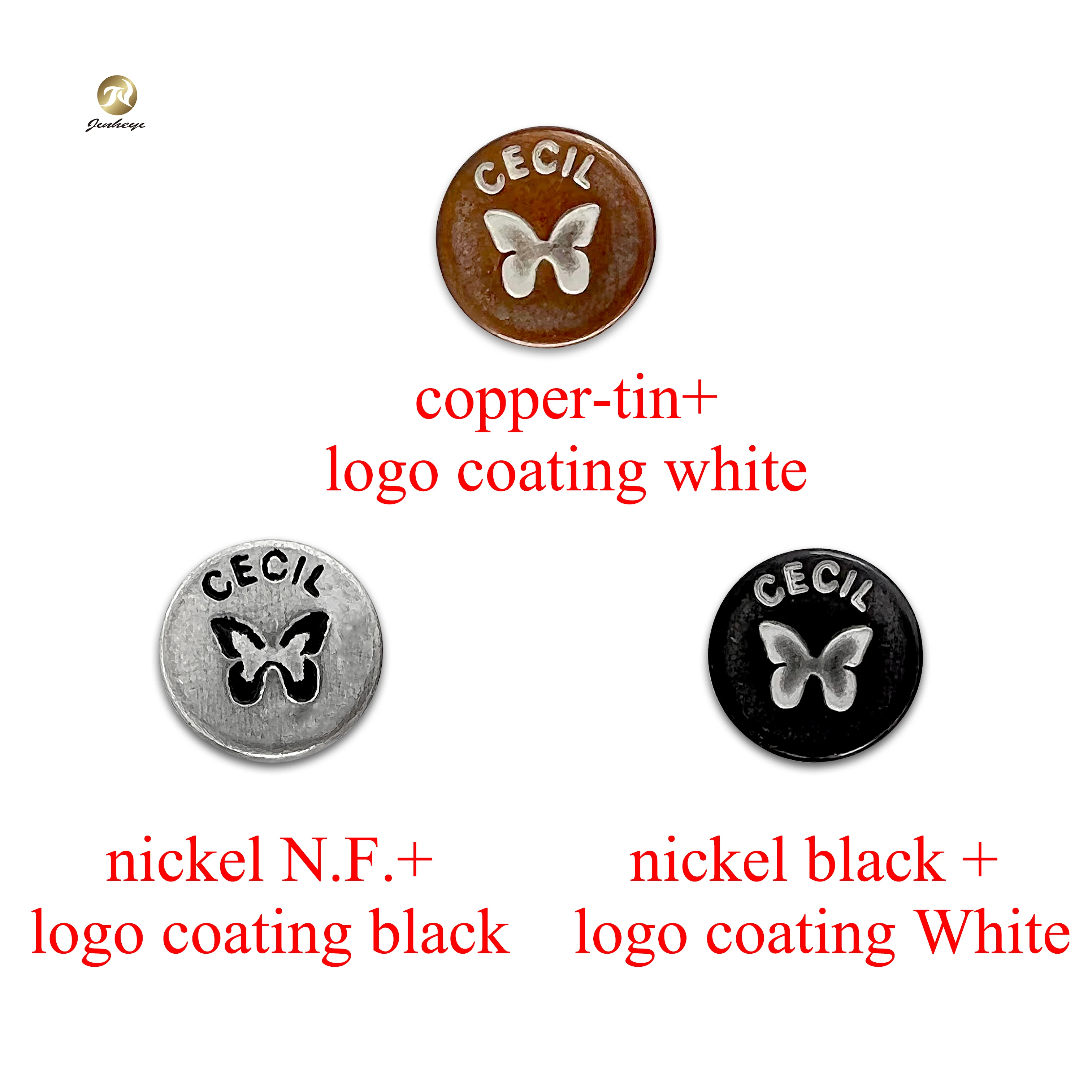 Fashion Custom Design Metal Rivet Round Butterfly Engraved Logo Metal Rivet