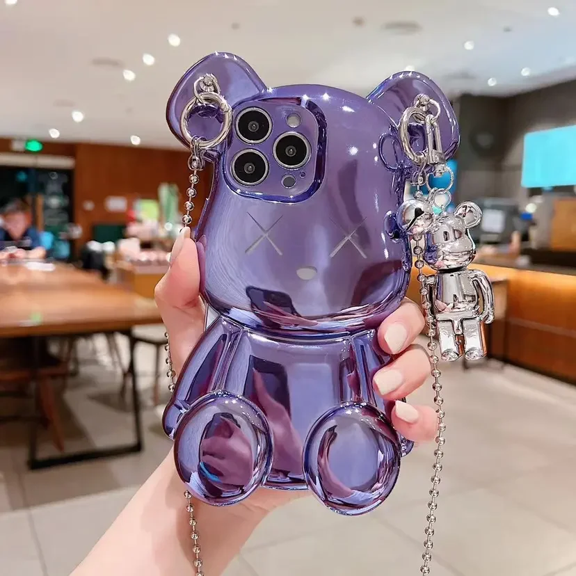 Luxury Design Electroplate 3d Bear Phone Case For iPhone 11 12 13 14 15 Pro Max Case Phone Cover For iPhone 15 Pro Max