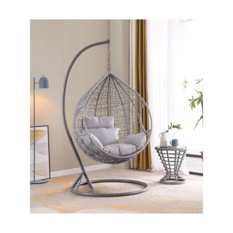 Hot selling product large rattan hanging chairs wicker egg swing with support table
