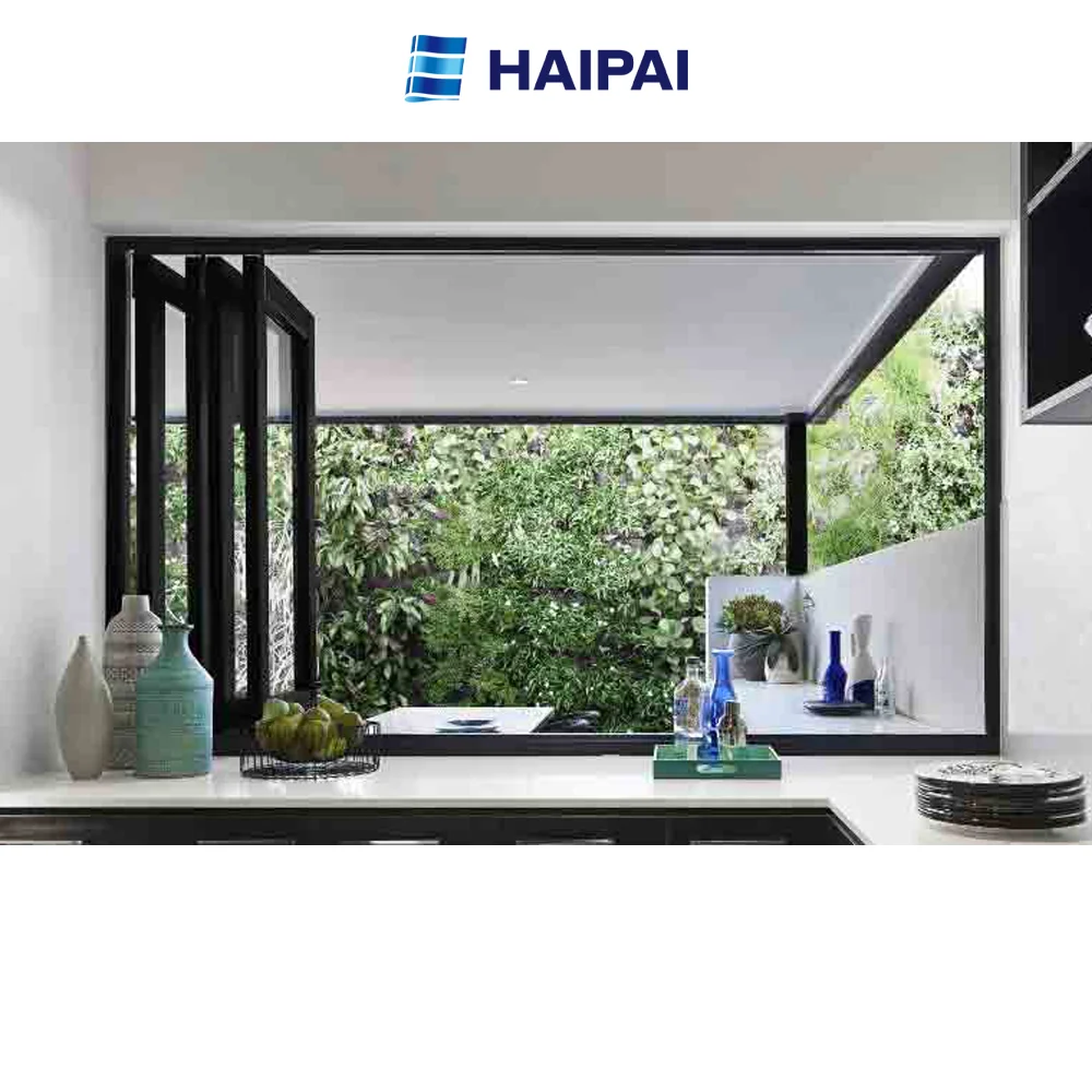 Maimi Dade Approved Black Aluminum Alloy Hurricane Windows Florida Miami Dade Folding Open Style Louver Curtain Type Horizontal