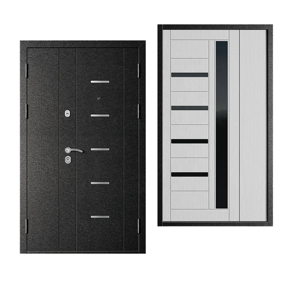 Turkey Styles Steel Security Doors Sound Proof Front Entry Door Nice MDF Panel Russian Metal Door with PVC Film