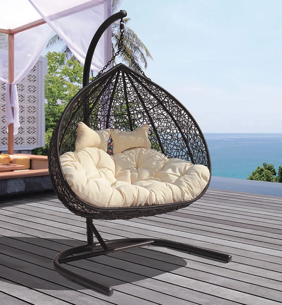 Rattan Wicker Modern Double Egg Afaf Swing Hanging Swing Chair, Egg Swing