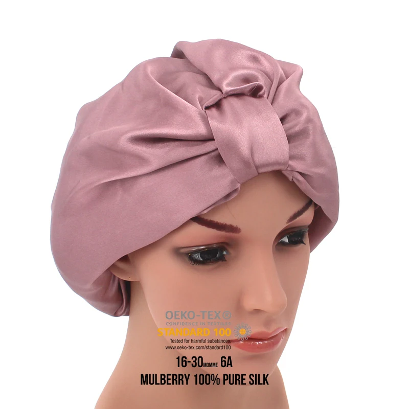 Hot Sale High Quality 100% Mulberry Silk Sleep Cap Silk Shower Cap Hair Cap Breathable Hair Care Silk Bonnet
