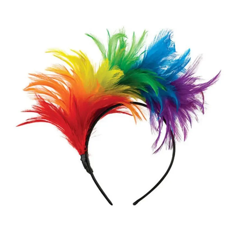 Gay Pride Accessories Rainbow Feather Headband Pride Hair Accessories Costume Accessories Fancy Dress Headbands for Women