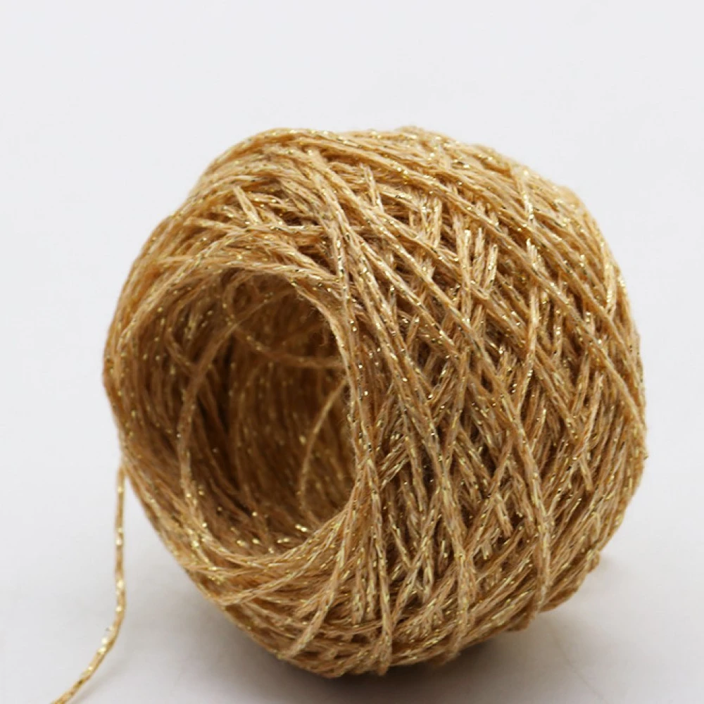 Блестящая золотая люрексная сияющая блестящая ручная вязка металлическая пряжа для