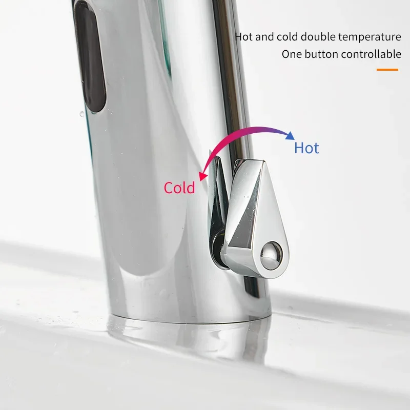 Nickle Sensor Smart Touchless Water Tap Bathroom Brass Faucet 1 Hole Wash Hand Basin Tap Automatic Cold&Hot Water Mixer Faucet