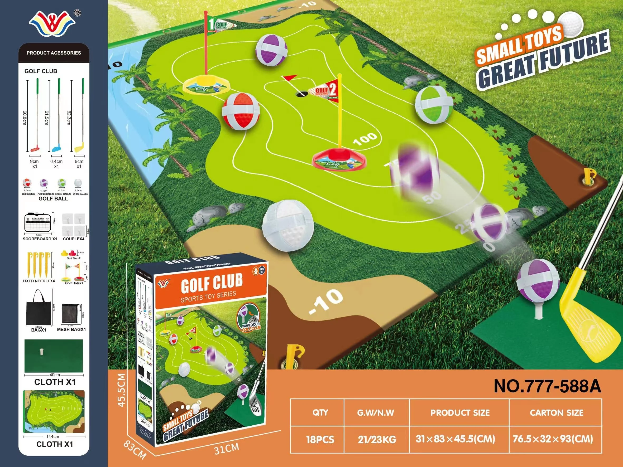 Hot Portable Golf Game Set Chipping Golf Floor 140CM*98CM Play Mat Indoor Outdoor Home Training Hitting Exercise Sports