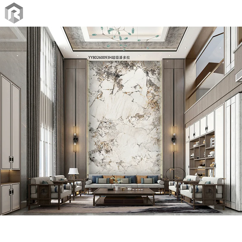 Realgres Foshan Luxurious Pandora Sintered Stone Marble Look Porcelain Slab Polished Tile For Interior Wall