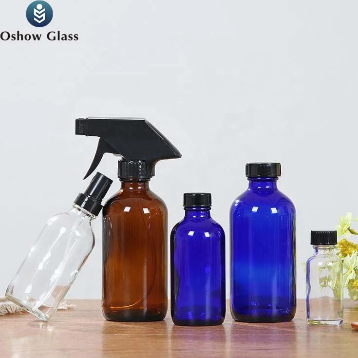 OSHOW оптом 5 мл 500 мл пустая красочная круглая Бостонская бутылка стеклянная бутылка для шампуня и лосьона
