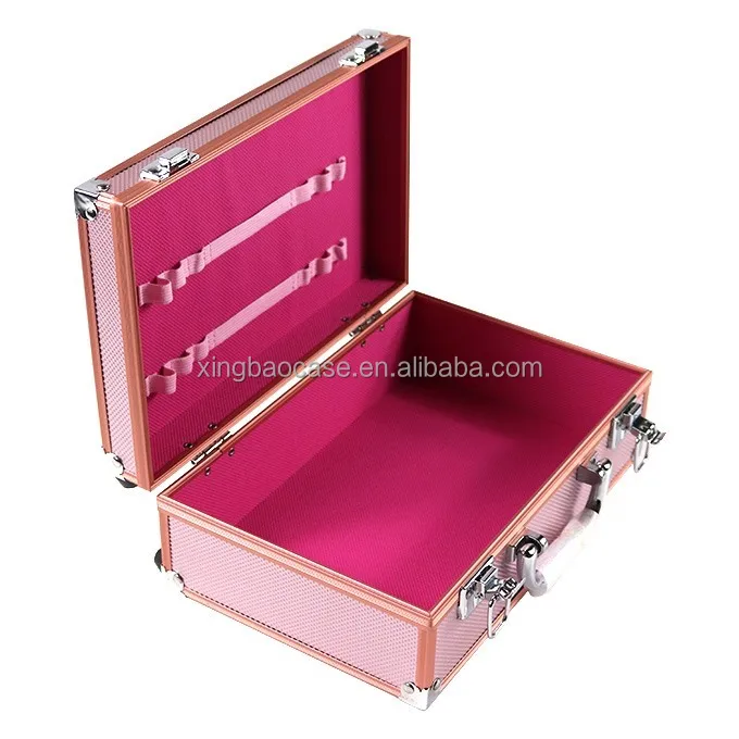 Professional Beautiful Aluminum Cosmetic Makeup Case Hard Case For Travel Manicure Kit  aluminum makeup case