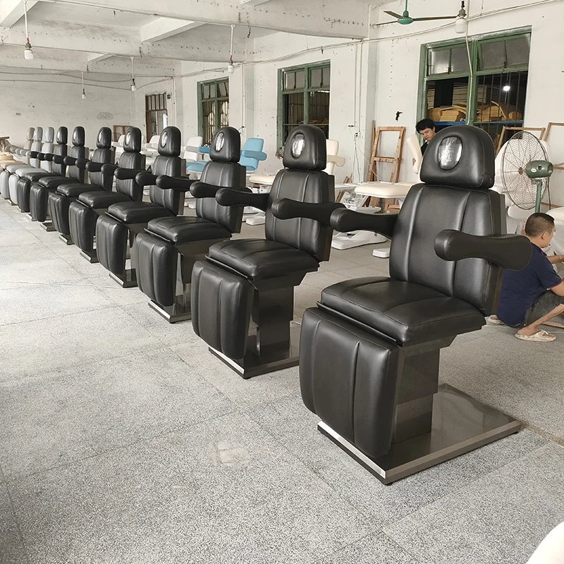 Full Black Salon Adjustable Facial Bed Tattoo Chair 3 Motors Electric Cosmetic Bed Beauty Salon