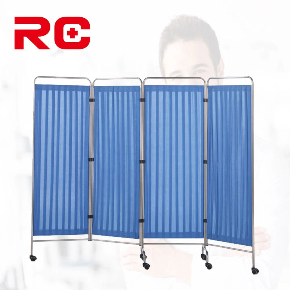 Hospital Stainless Steel Fast Mobile Folding Screen Room Divider Hospital Medical Furniture Ward Screen