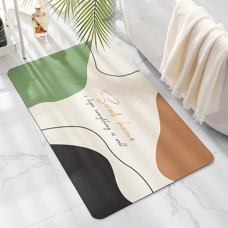 Customized Luxury Rubber Floor Mat Curved Bath Room Rug Mat Antislip Door Mat