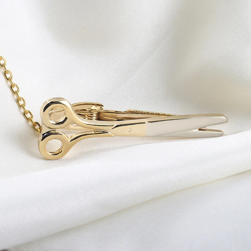 Custom Tie Clip Set Suit Shirt Fashion Mens Metal Simple Necktie Tie Pin with Chain