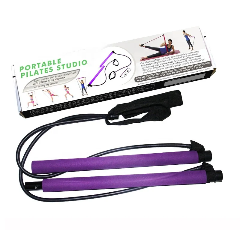 Yoga Pilates Bar kits with toning tube resistance bands fitness bands exercise training body building