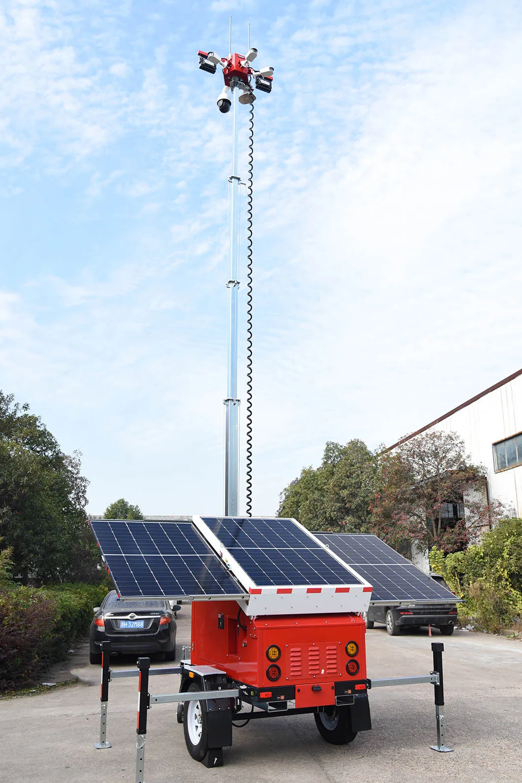 Portable Electric winch 9m Mast solar lighting tower