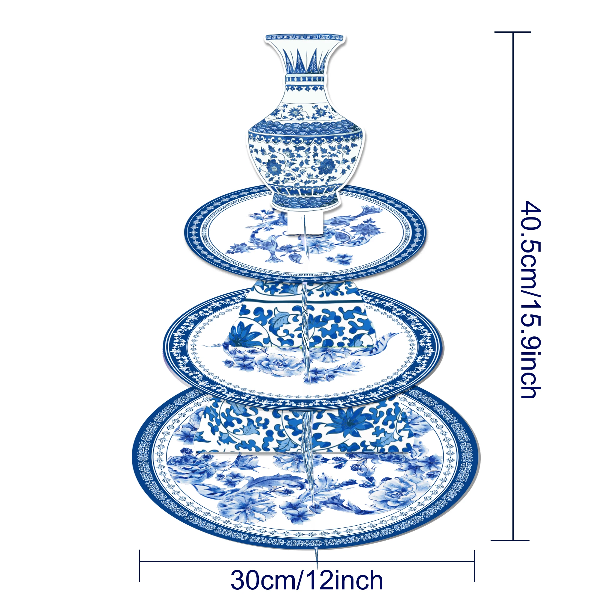 Huancai в китайском стиле Вечерние подставка для свадебного торта 3 уровня кекс стенд держатель синий и белый фарфор украшения вечеринок детей подарок на день рождения