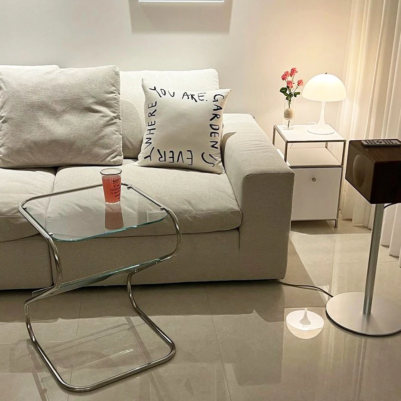 Hot Selling Small Home Furniture Indoor Side Table Glass Book Holder Rack Z Shape Metal Frame Coffee Table