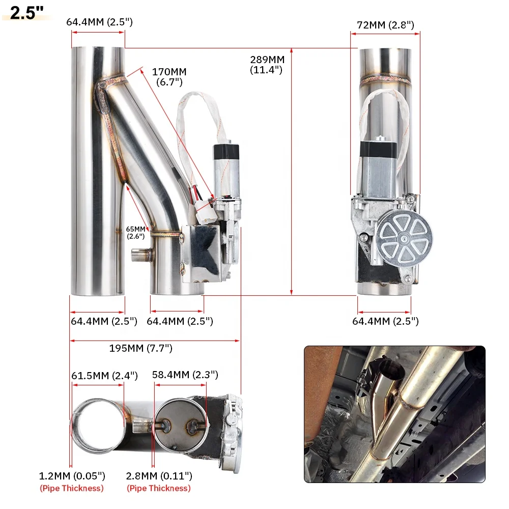 Выхлопная труба PQY- CT93 2 5/3 дюйма нержавеющая сталь