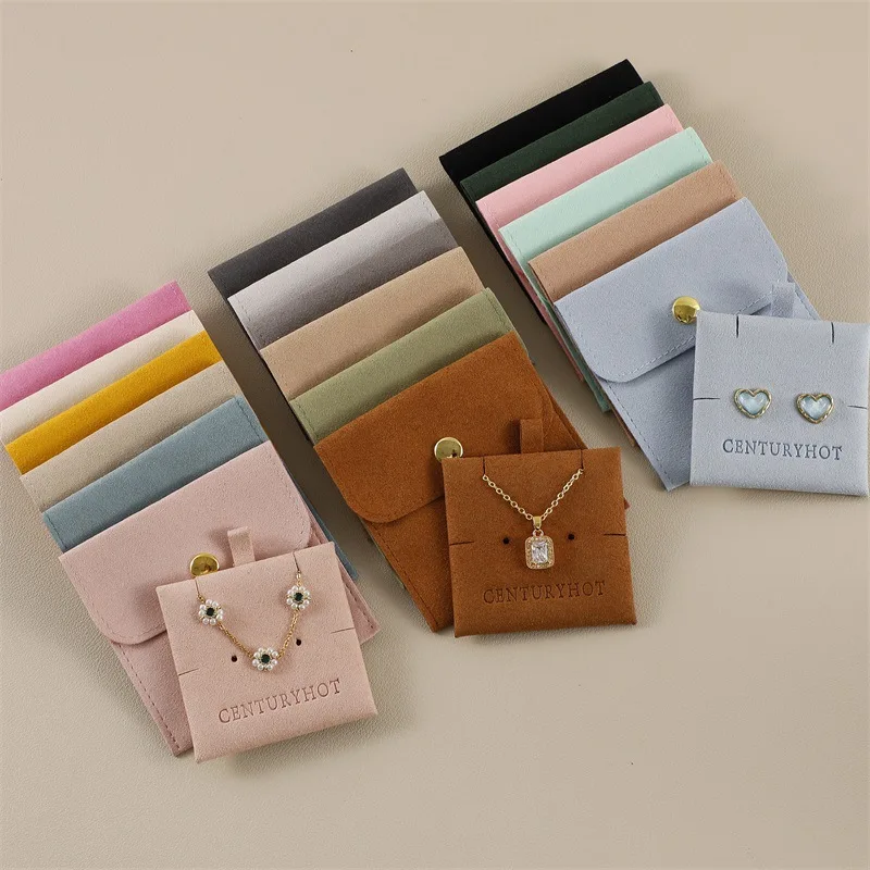 Wholesale Jewelry Pouch Personalized logo cream luxury microfiber jewellery packaging earring necklace bags jewelry pouches
