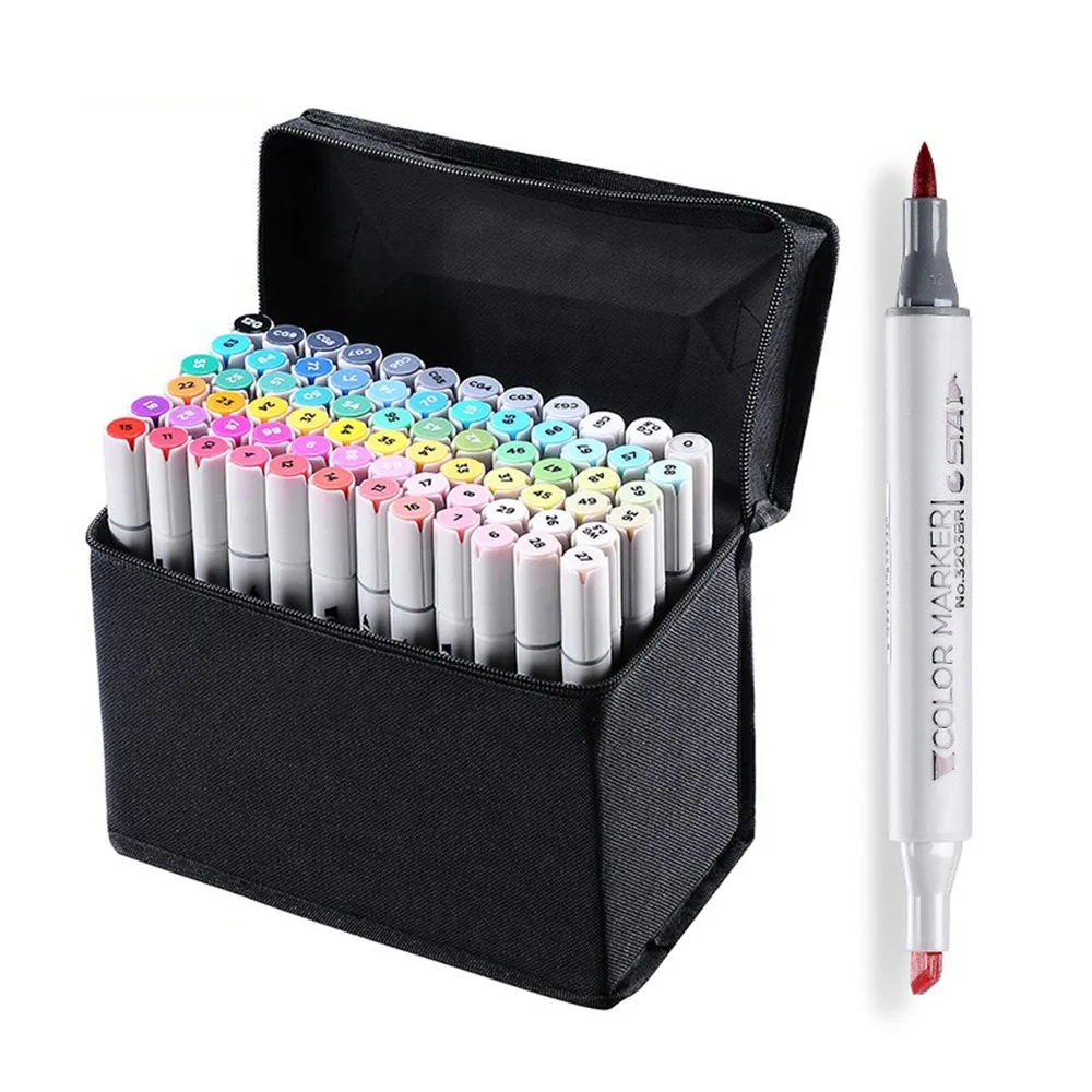 Permanent 128-Color Double Point Tip Set Alcohol-Based Art Markers with Paint Sharpie Marker Pen in a Convenient Box