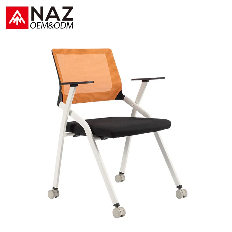 
Folding training chair mesh back office meeting room chair with castors 