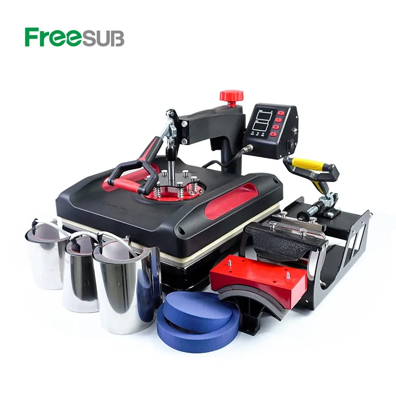 Freesub tshirt sublimation heat press machines combo 8 in 1 3838 picture printing machine on t shirt P8038-8