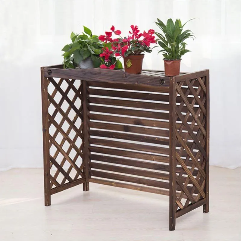 Custom Outdoor Wooden Rack Air Conditioner cover Flower Rack Stand flower pot for furniture decoration