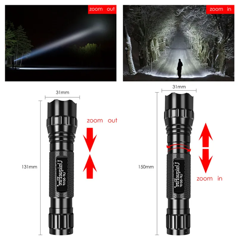 UniqueFire 501F White 10W LED hunting lamp flashlight outdoor zoomable light